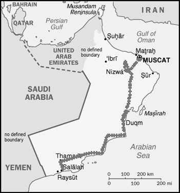 kaart van Oman